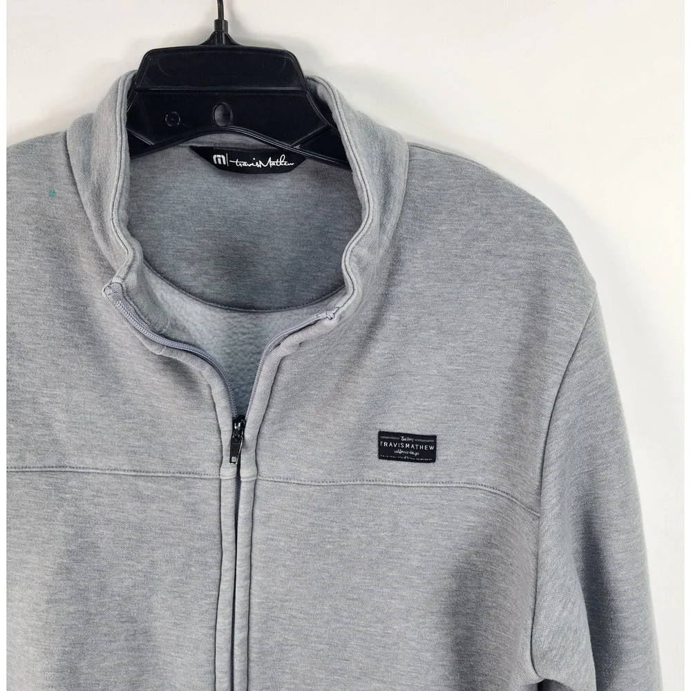 Travis Mathew Koozie 2.0 Zip-Up Sweatshirt Jacket Men's S Light Gray